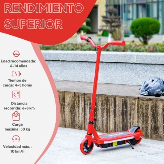 Aiyaplay Patinete Eléctrico Para Niños De 6-14 Años Max. 10 Km/h Rojo