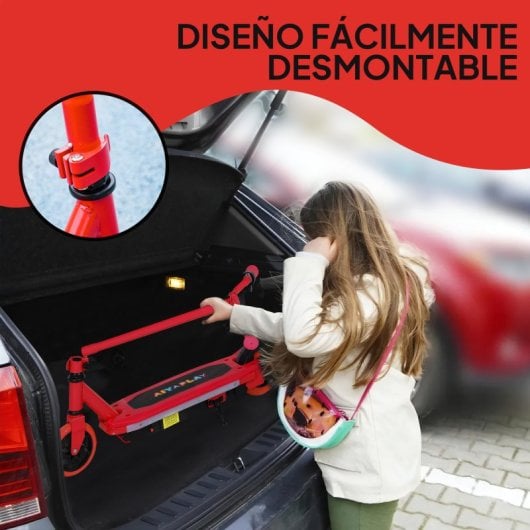 Aiyaplay Patinete Eléctrico Para Niños De 6-14 Años Max. 10 Km/h Rojo