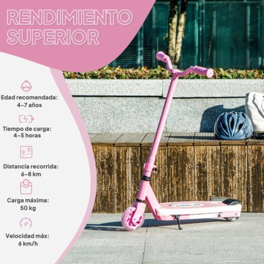 Aiyaplay Patinete Eléctrico Para Niños De 4-7 Años Max. 6 Km/h Rosa
