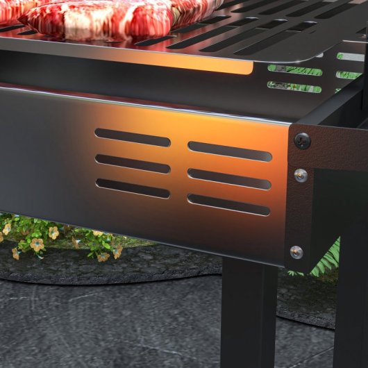 Outsunny Barbacoa De Carbón Portátil Con Pincho Giratorio Estantes Negro