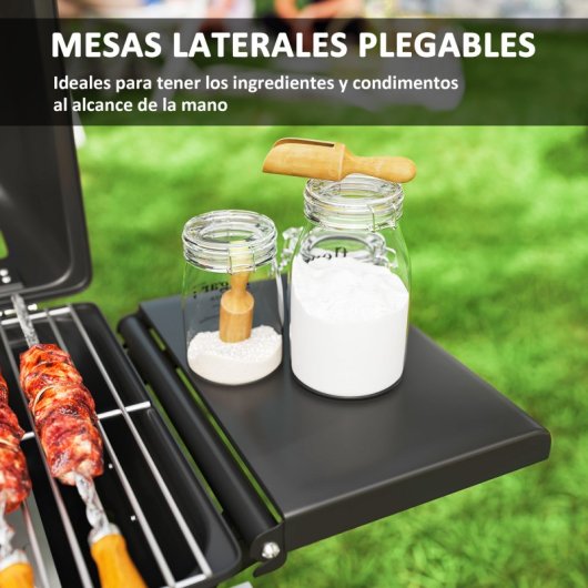 Outsunny Grelhador a Gás Com 2 Queimadores De Aço Inoxidável 2,8 Kw Com Rodas