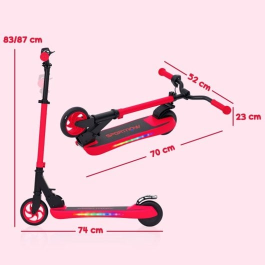 Sportnow Patinete Eléctrico Plegable Motor 120 W Autonomía 6 Km Max 10 Km/h Rojo