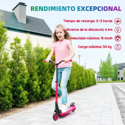 Sportnow Patinete Eléctrico Plegable Motor 120 W Autonomía 6 Km Max 10 Km/h Rojo