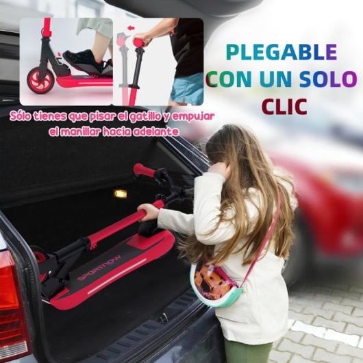 Sportnow Patinete Eléctrico Plegable Motor 120 W Autonomía 6 Km Max 10 Km/h Rojo