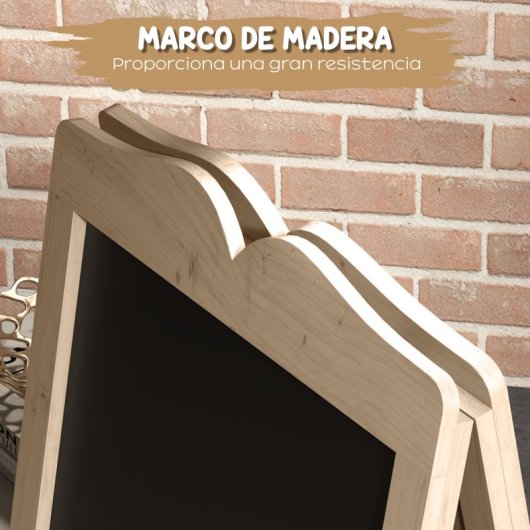 Vinsetto Pizarra Caballete Con Marco De Madera Plegable 51x42x101 Cm Natural