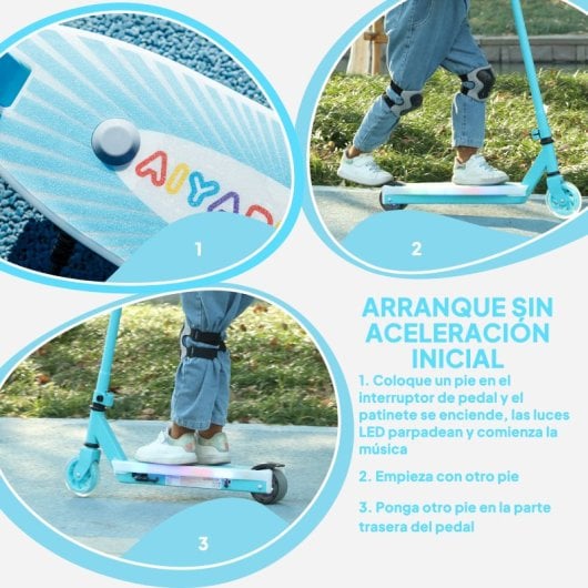 Aiyaplay Patinete Eléctrico Para Niños De 4-7 Años Max. 6 Km/h Azul