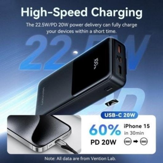 Power Bank Vention FHPB0 20000 mAh 22,5 W Nero