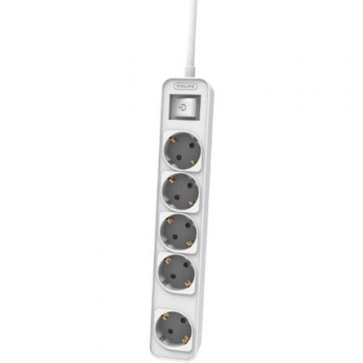Philips CHP2154W/12 Regleta con Interruptor 5 Tomas Schuko Cable 1.5m Blanca