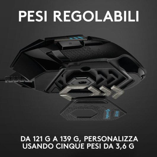 Mouse da gioco Logitech G502 Hero - Sensore Hero avanzato per precisione e reattività - 11 pulsanti programmabili - Comfort ergonomico per sessioni intense - Compatibile con tutti i sistemi operativi