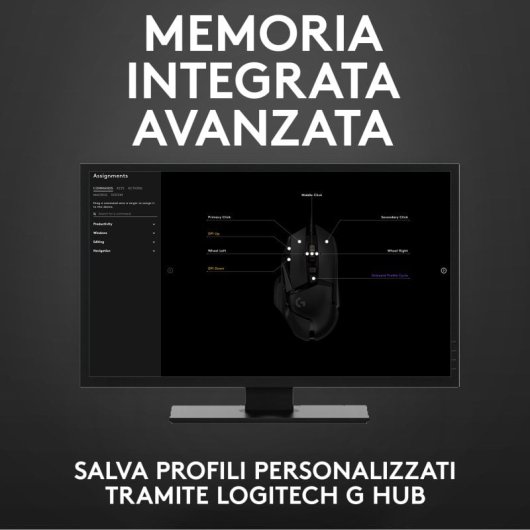 Mouse da gioco Logitech G502 Hero - Sensore Hero avanzato per precisione e reattività - 11 pulsanti programmabili - Comfort ergonomico per sessioni intense - Compatibile con tutti i sistemi operativi
