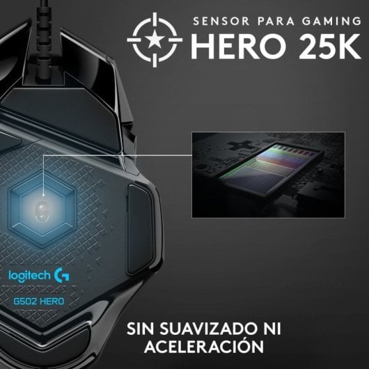 Logitech G502 Hero Ratón Gaming 25600DPI Negro