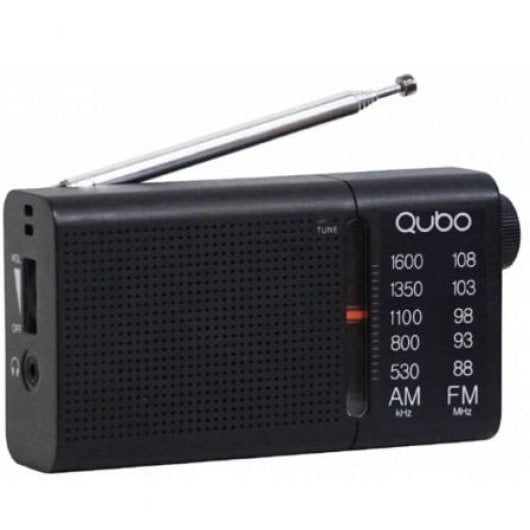 Qubo RS-2 Radio Portátil AM/FM Negra Auriculares Incluidos Pilas/Cable