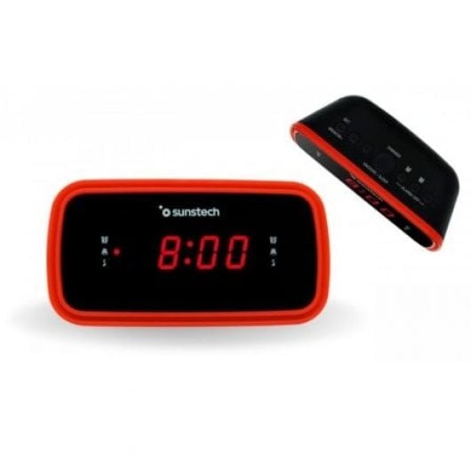 Sunstech FRD60RD Despertador Radio FM LED Vibración Alarma Dual Rojo