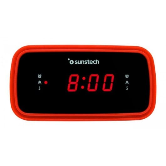 Réveil radio Sunstech FRD60RD écran LED double alarme avec vibreur rouge