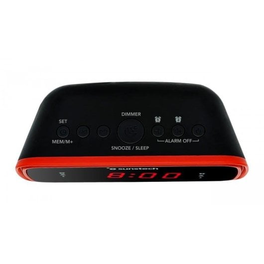 Réveil radio Sunstech FRD60RD écran LED double alarme avec vibreur rouge
