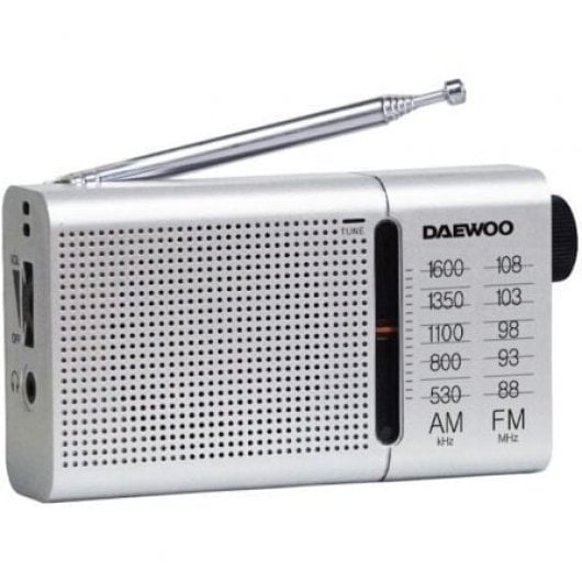 Daewoo DW1037 Radio Portátil AM/FM Plateada con Auriculares y Antena Telescópica