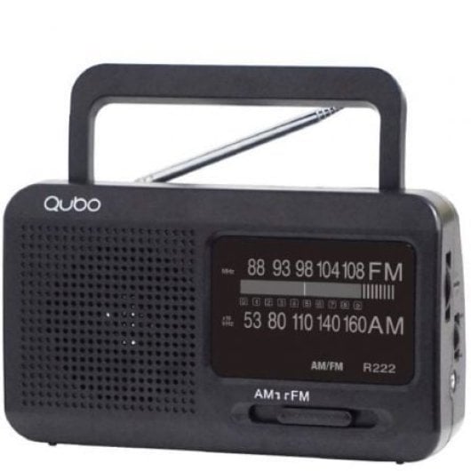 Qubo R-222 Radio Portátil AM/FM Negra con Asa y Alimentación a Pilas o Red