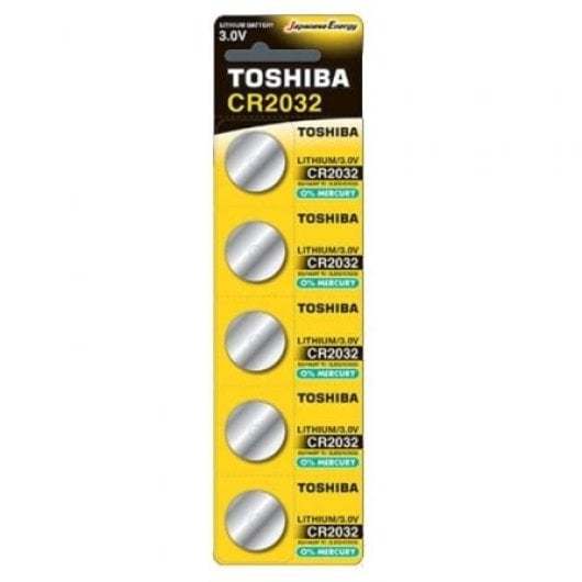 Toshiba CR2032 Pack 5 Pilas Botón 3V Alta Demanda Litio Larga Duración