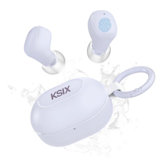 Casque sans fil Ksix Neutron, USB-C, design compact, mousqueton, autonomie 4 h + 16 h, appels, violet
