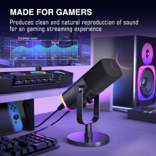 FIFINE AMPLIGAME AM8 Micrófono Dinámico XLR/USB RGB para Streaming y Podcasting