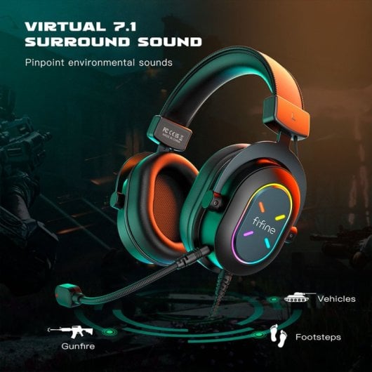 FIFINE AmpliGame H6 Headset Gaming 7.1 USB RGB PC/PS4/PS5/Portátil