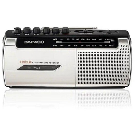 Rádio Daewoo DW1107 Cassete AM/FM Preto Prata Gravação Portátil