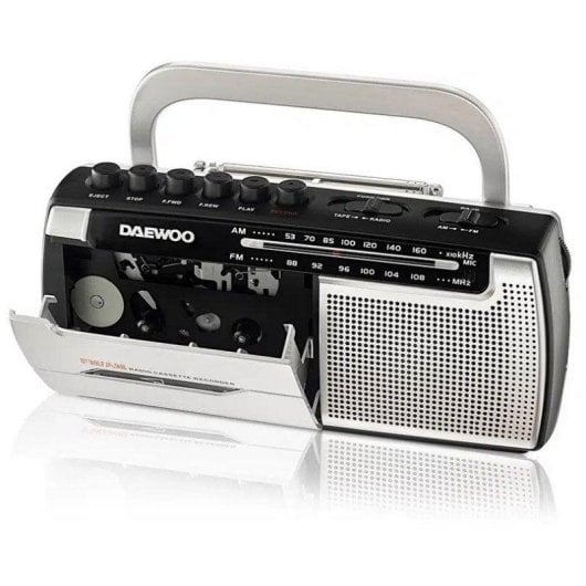 Rádio Daewoo DW1107 Cassete AM/FM Preto Prata Gravação Portátil