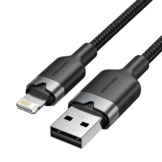 Vention LANBH Cable USB-A a Lightning 2m 480Mbps 2.4A Negro Algodón Trenzado