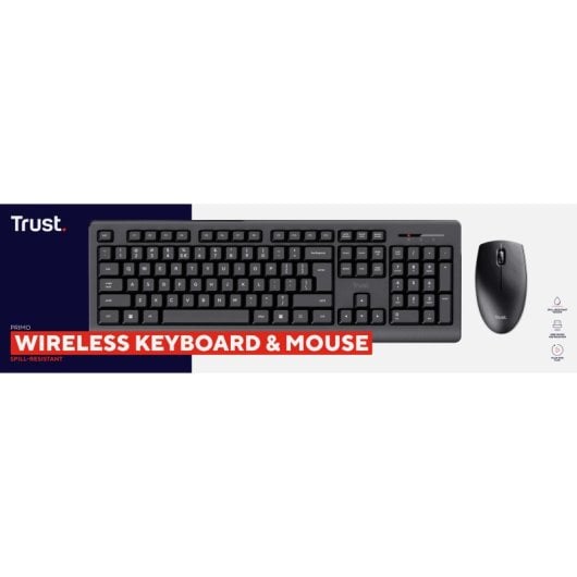 Trust Primo Wireless Deskset Pack Kabellose Tastatur und Maus Schwarz