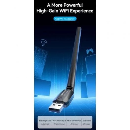 Vention KDTB0 Adaptador USB WiFi AC650 Dual Band Bluetooth Antena 6dBi Negro