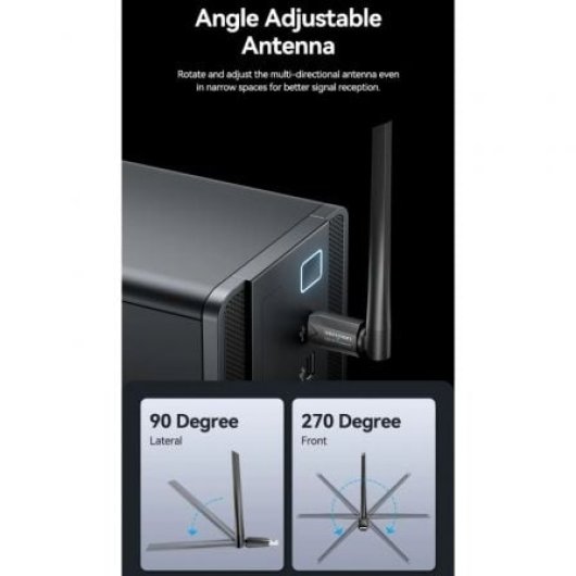 Vention KDTB0 Adaptador USB WiFi AC650 Dual Band Bluetooth Antena 6dBi Negro