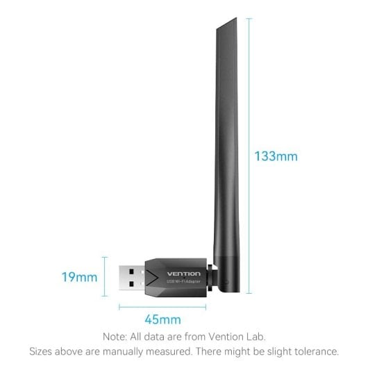Vention KDTB0 USB-WLAN-Adapter AC650 Dualband Antenne 6dBi Schwarz