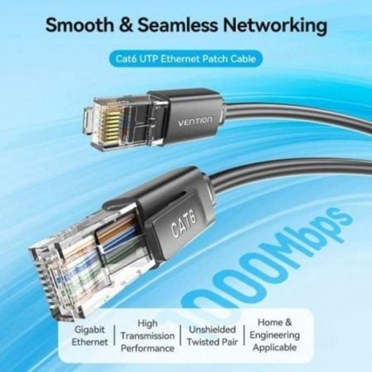 Cavo di Rete RJ45 UTP Cat6 Vention IBRBF 1m Nero