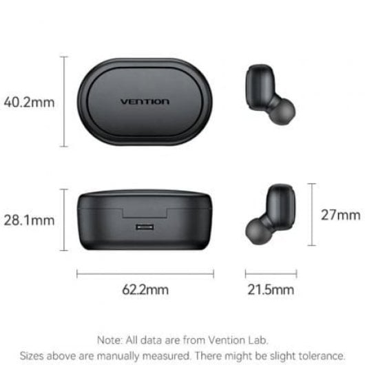 Vention Tiny T15 NBDB0 Auriculares Bluetooth Negros 21h Estuche de Carga