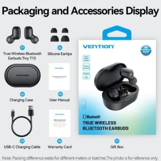 Vention Tiny T15 NBDB0 Auriculares Bluetooth Negros 21h Estuche de Carga