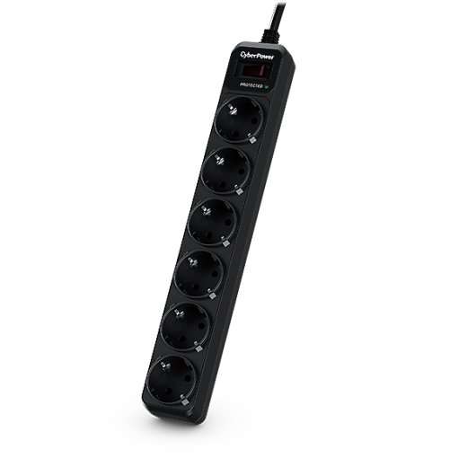 CyberPower B0620SC0-DE Regleta 6 Tomas 1.8m Negra con Interruptor