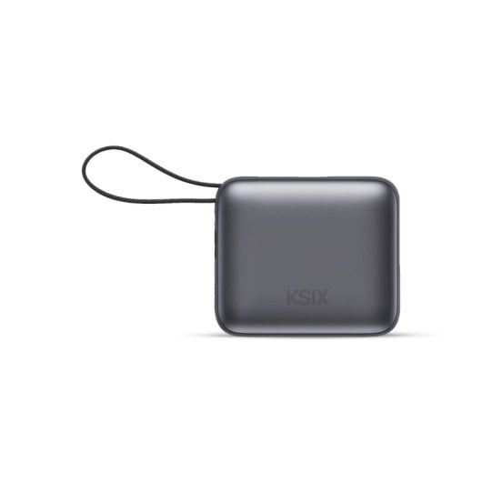 Ksix Carregador de 10.000 mAh, carregamento rápido de 22,5 W, cabos USB-C e Lightning integrados, ecrã LED, preto