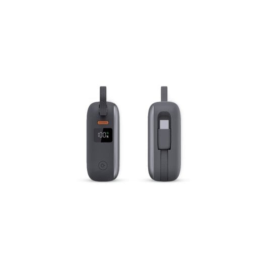Ksix Carregador de 10.000 mAh, carregamento rápido de 22,5 W, cabos USB-C e Lightning integrados, ecrã LED, preto