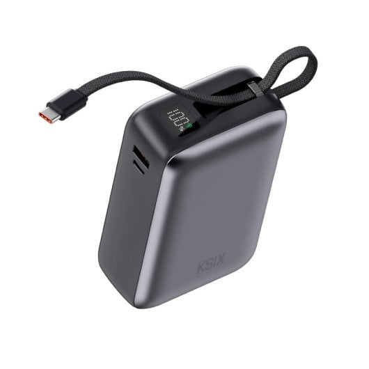 Ksix 30.000 Mah Power Bank, Carga Rápida 65w Pd, Carga Portátiles, Cable Integrado Usb-c, Pantalla Led, Negro
