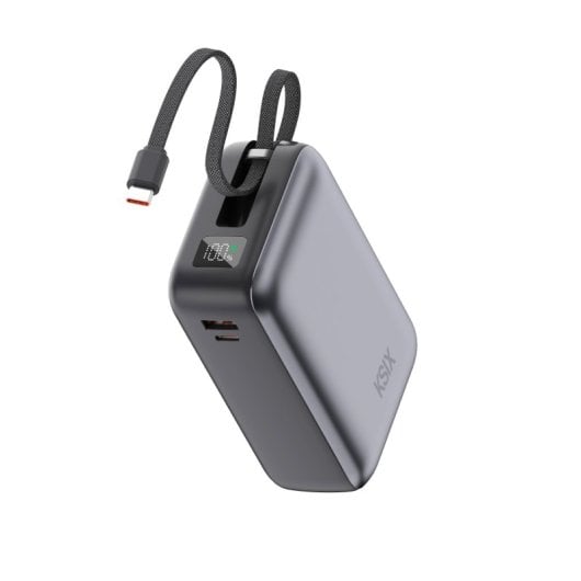 Ksix 30.000 Mah Power Bank, Carga Rápida 65w Pd, Carga Portátiles, Cable Integrado Usb-c, Pantalla Led, Negro