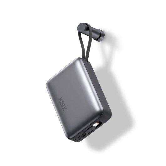 Ksix 20.000 Mah Power Bank, Carga Rápida 22.5w Pd, Cables Integrados Usb-c Y Lightning, Pantalla Led, Negro
