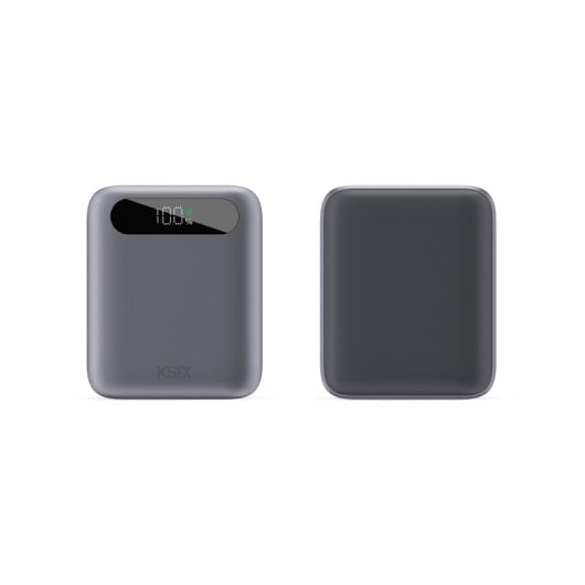 Power Bank Ksix da 10.000 mAh, ricarica rapida PD da 22,5 W, ricarica simultanea, cavo convertibile USB-C + passante, display LED, nero
