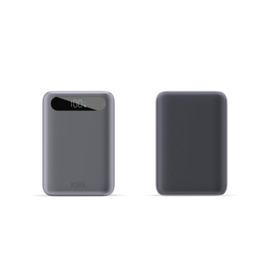 Carregador portátil Ksix de 20.000 mAh, carregamento rápido PD de 22,5 W, carregamento simultâneo, cabo USB-C convertível + pega, ecrã LED, preto