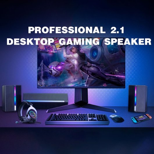 Fifine AmpliGame A22 Sistema de Altavoces Bluetooth 2.1 RGB para PC con Subwoofer Negros