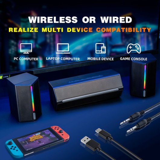 Fifine AmpliGame A22 Sistema de Altavoces Bluetooth 2.1 RGB para PC con Subwoofer Negros