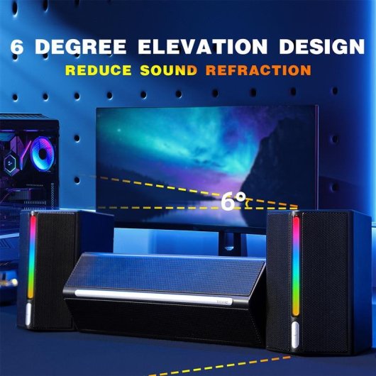 Fifine AmpliGame A22 Sistema de Altavoces Bluetooth 2.1 RGB para PC con Subwoofer Negros