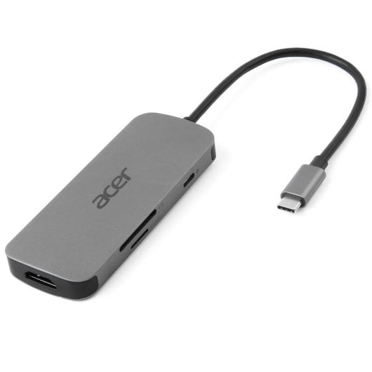 Acer Docking Station Dongle USB-C 7 en 1 PD 100W 1x Tipo-C, 1x HDMI 4K60, 3x USB3.2, 1x SD/TF Plata