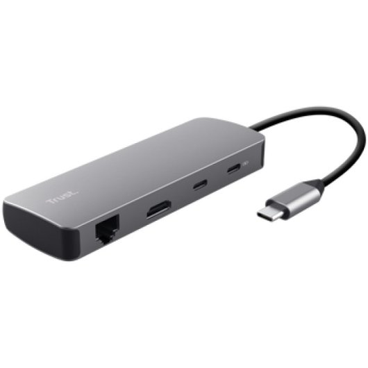 TRUST Dalyx Adaptador Multipuerto 8 en 1 Gris