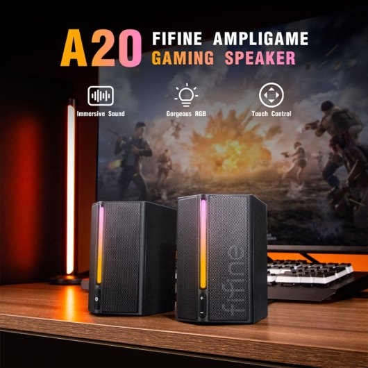 Fifine AmpliGame A20 Altavoces Gaming 2.0 RGB 4W Negros