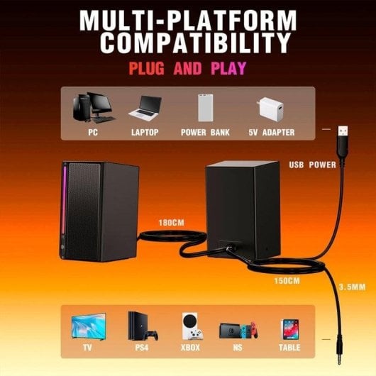 Altoparlanti Fifine Gaming 2.0 con cavo 4W e illuminazione RGB personalizzabile